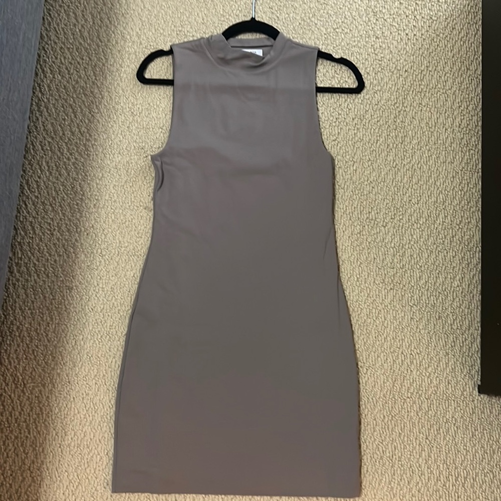 Babaton Gray Sleeveless Mini Dress